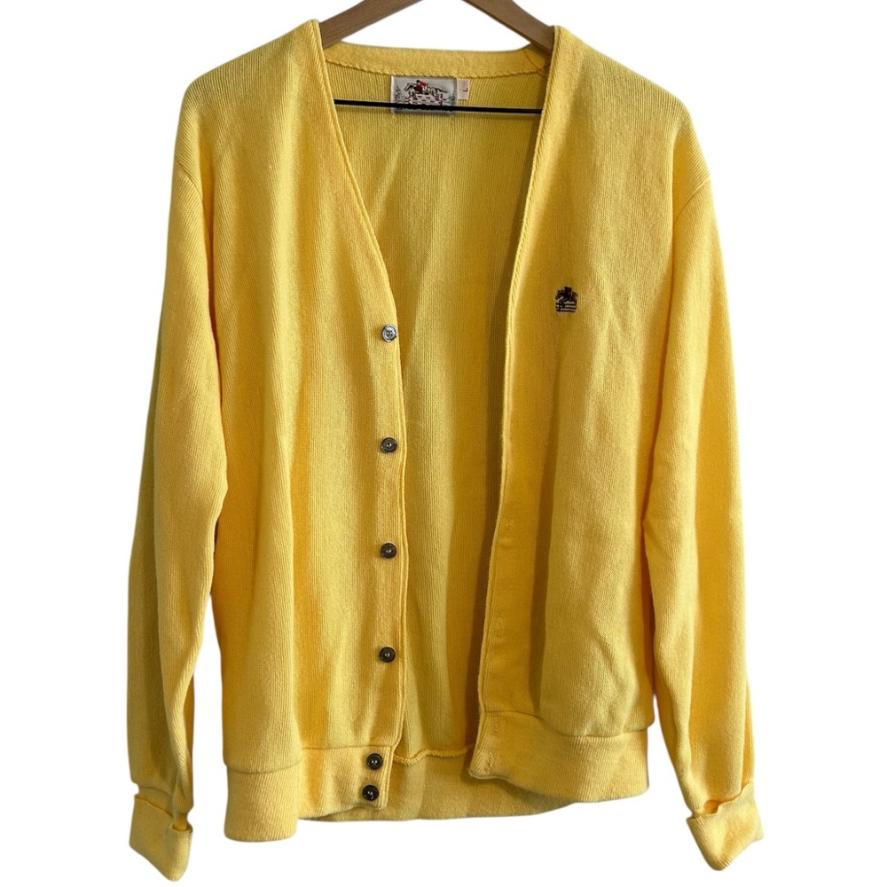 Vintage Steeplechase Yellow 80’s Grandpa Cardigan Sweater size Large